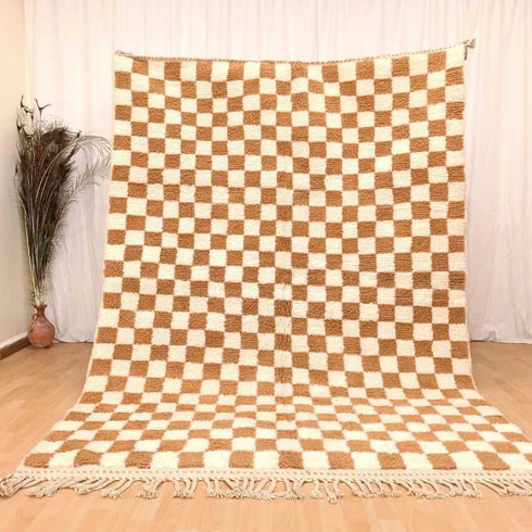 Authentic Moroccan Checkered Wool Rug – Beni Ouarain Design